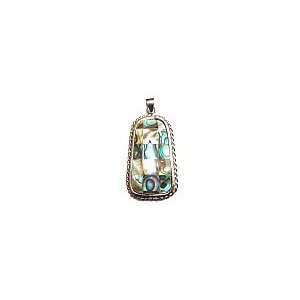  Mosaic abalone shell ladder pendant (22x28mm) Jewelry