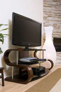  Curved Wood/Component Stand Holds up to 60 TV and 155 lbs.  