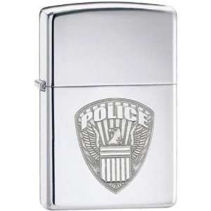  Zippo High Polish Chrome Police Emblem Lighter Kitchen 