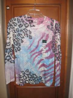 NWT Laura Ashley Active Print Multicolor T Shirt Long Sleeved Tee S M 