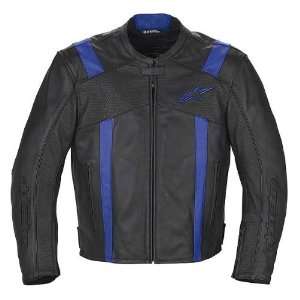 Alpinestars Rod Mens Leather Road Race Motorcycle Jacket   Black/Blue 