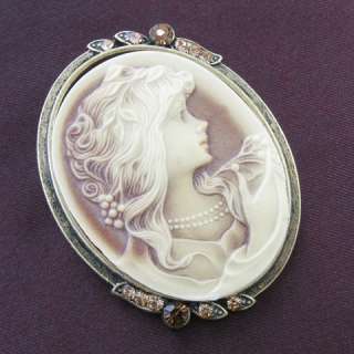 Antique Vintage Style Brown CAMEO Brooch Pin Pendant Costume Fashion 