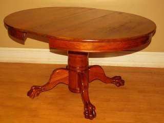 Antique Mission Oak Lion Claw Round Dining Room Table  