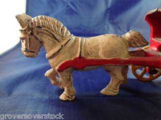   . ANTIQUE CAST IRON HORSE/PONY/MULE AND ICE WAGON/BUGGY CART PUSH TOY