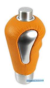   HAND FORMED ORANGE FULL LEATHER AUTOMATIC TRANSMISSION GEAR SHIFT KNOB