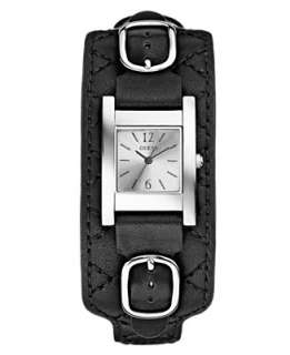 GUESS Watch, Womens Black Quilted Leather Cuff Strap G66592L   GUESS 