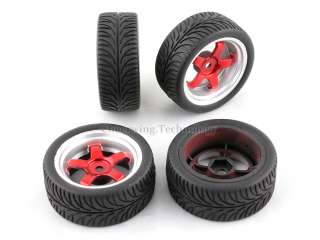 4pcs 1:10 RC Car 5 Spoke Wheel Rim & Tires Tyre  