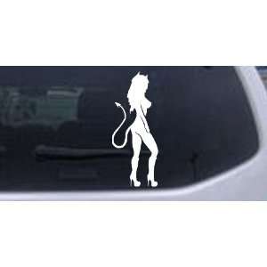 Sexy Evil Girl Car Window Wall Laptop Decal Sticker    White 34in X 13 