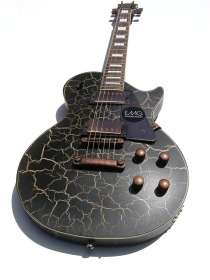 NEW AXL DISTRESSED BLACK CRACKLE PRO QUALITY ELECTRIC LP GUITAR  