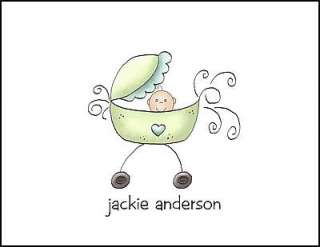 Personalized BABY CARRIAGE / PRAM THANK YOU Note Cards  