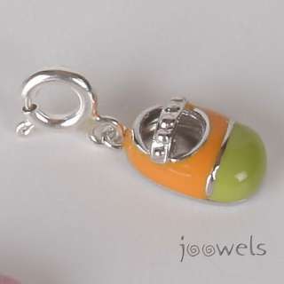 Baby shoe Sterling Silver Orange Olive Mary Jane Charm  