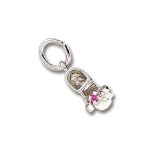   Charms Baby Shoe Charm with Simulated Ruby, Sterling Silver Jewelry