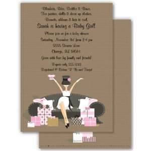 : Girl Baby Shower Invitations   Beautiful Brown and Pink Invitation 