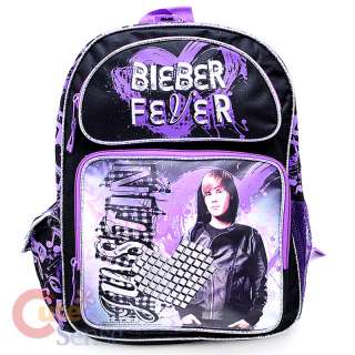 Justin Bieber School Backpack 16 Large Bag Purple Bieber Fever 