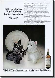 1970 Black & White Whisky Scotty Dogs as Bone China Ad  