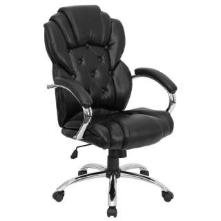   Transitional Style Black Leather Executive Computer Office Desk Chair