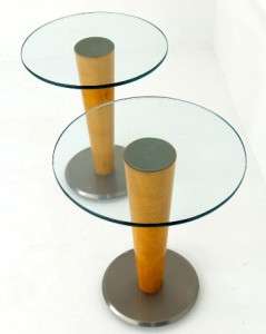 Pair of Lovely Glass Top Cone Shape Bases End Tables.  