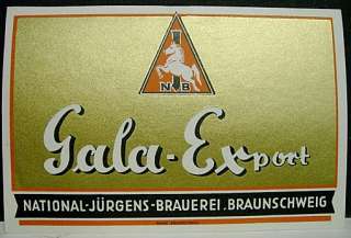 Old Gala Export Label   Braunschweig, Germany  