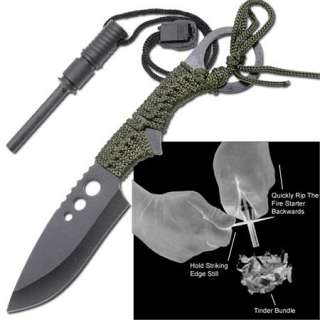   Outdoor Full Tang Knife With Magnesium Rod Fire Starter Kit good