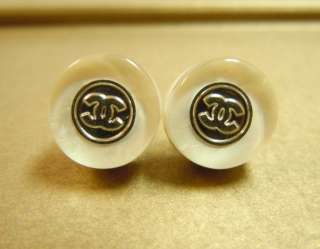 CHANEL Pierced Earrings Clear White Acrylic 99A EXCELLENT Auth CC CoCo 