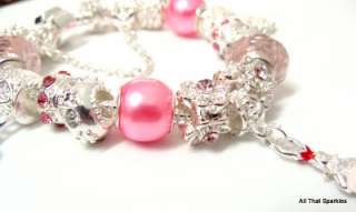 pink princess child girls charm bracelet fit pandora
