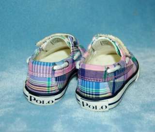 Ralph Lauren POLO Bright Pink Madras Plaid Shoes Baby Toddler Girl 