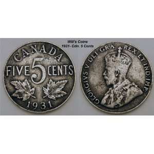  Very Fine 1931 Canadian Nickel 