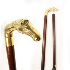 Finest Walking Canes / sticks   Gold Chrome HORSE Design Wood Stick