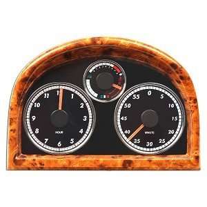  Car Dashboard Style Desk Clock w/White LED Dial (Faux Burl 
