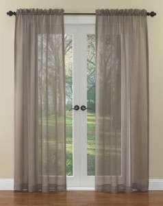 Mocha Sheer Curtain French Door Window Treatment 50 W x 84 L Brown 