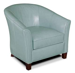 Light Blue Leather Contemporary Tub Arm Chair  