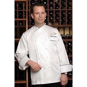 Chef Works ECCB WHT Monte Carlo Egyptian Cotton Chef Coat, White with 