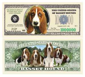 25 pack of BASSET HOUND Million Dollar Bills  