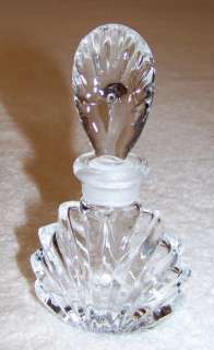 Pressed Glass Crystal Perfume Decanter Bottle w Stopper  