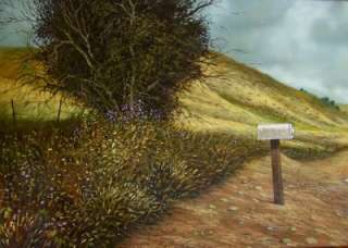 Pintura a óleo rural paisaje de Jim Daly California firmada