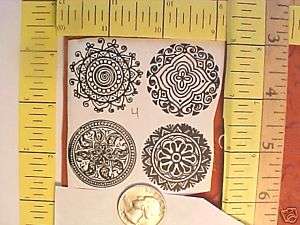 India decorative graphics 4 un mounted rubber stamps  