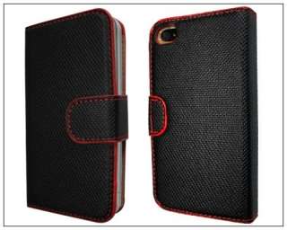   Leather Credit ID Card slot Holder Cover Pouch For iPhone 4 4S Red