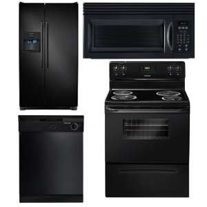   Black 18.2 Cubic Foot Refrigerator, 30 Microwave, Dishwasher, and 30