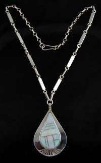   Smith Sterling Silver Opal Tear Drop Necklace American Jewelry  
