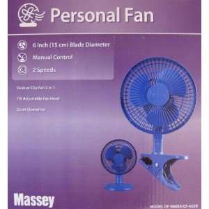    Massey 6 Inch Personal Fan, Desk or Clip Fan 2 in 1
