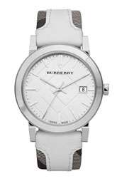 Burberry Timepieces Large Stamped Leather Strap Watch $395.00
