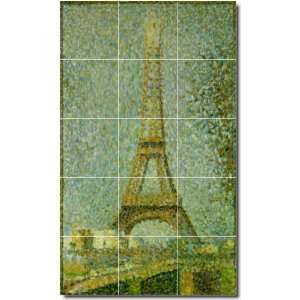 Georges Seurat City Custom Tile Mural 24  24x40 using (15) 8x8 tiles