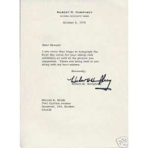  Hubert Humphrey US Vice President Signed Autograph TSL 