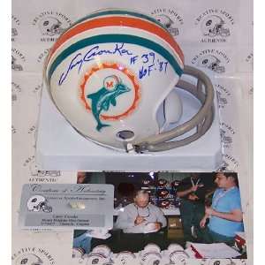 Larry Csonka Hand Signed Dolphins 2 Bar Mini Helmet