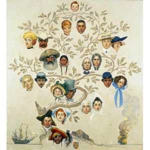 Norman Rockwell 27W by 30H  Family Tree CANVAS Edge #4 1 1/4 