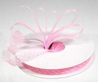 Pink Sheer Ribbon with White Polka Dots Wedding  