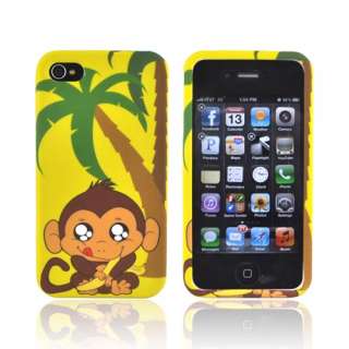 Monkey w Palm Tree Yellow Hard Plastic Case Snap On Cover For Apple 
