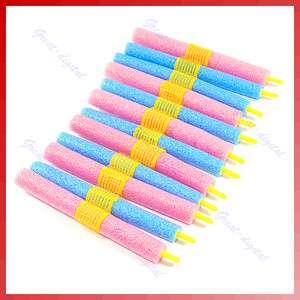 12pcs Soft Foam Anion Bendy Hair Rollers Curlers Cling  