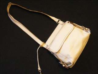 FOSSIL Off White Leather Handbag/Purse Cross Body Messenger Adjustable 