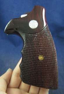   WOOD CHECKERED GRIPS FOR S&W REVOLVERS, N FRAME, SQUARE BUTT  